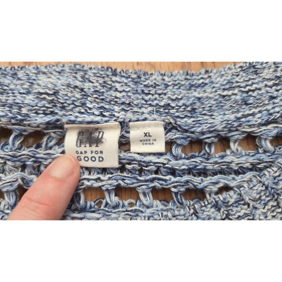 GAP Bell Sleeve Crochet Pullover Sweater Colorful Stripes Women's XL - Picture 4 of 7